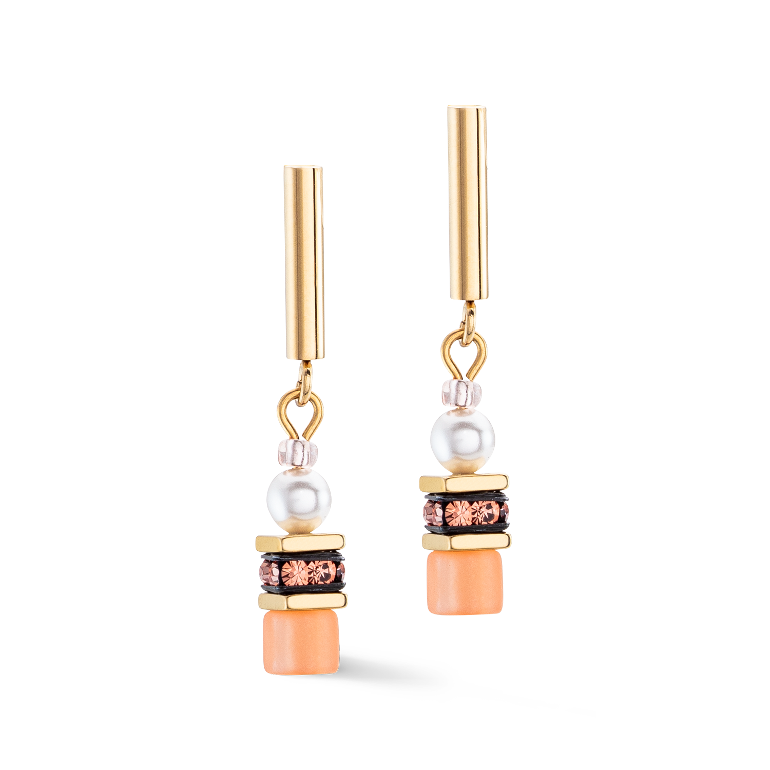 Boucles d'oreilles GeoCUBE® Mini Fusion Pearls Apricot Crush