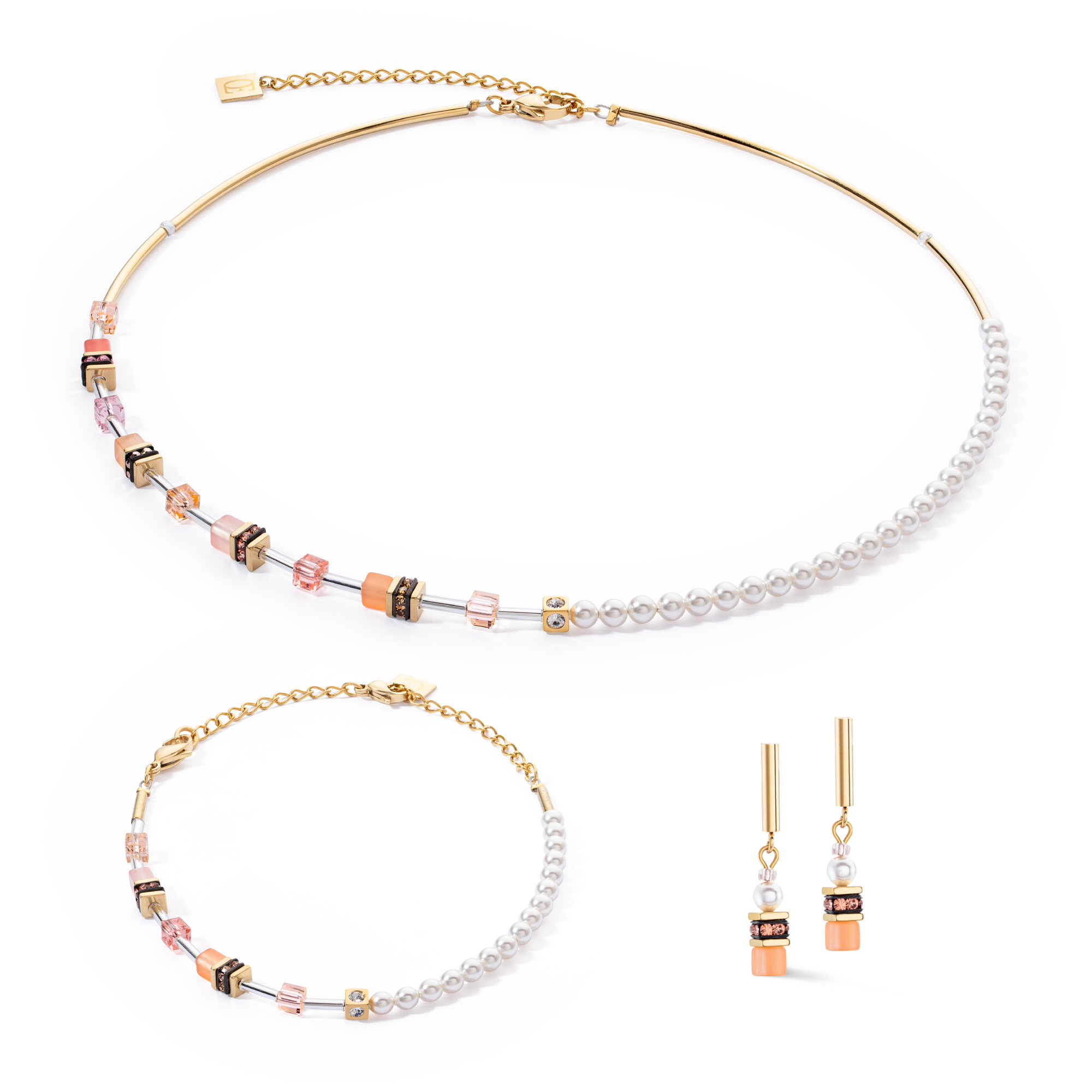 Bracelet GeoCUBE® Mini Fusion Pearls Apricot Crush