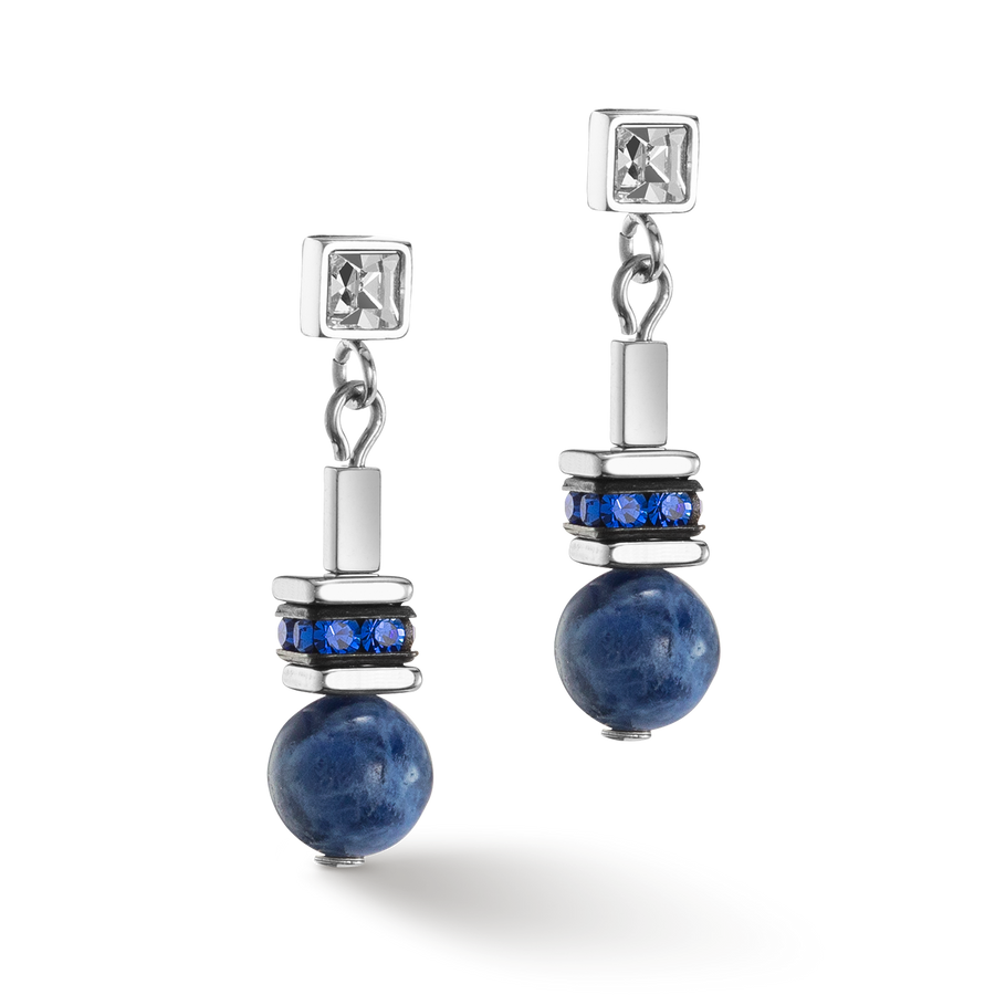 Boucles d'oreilles Atlantis Spheres argent-bleu