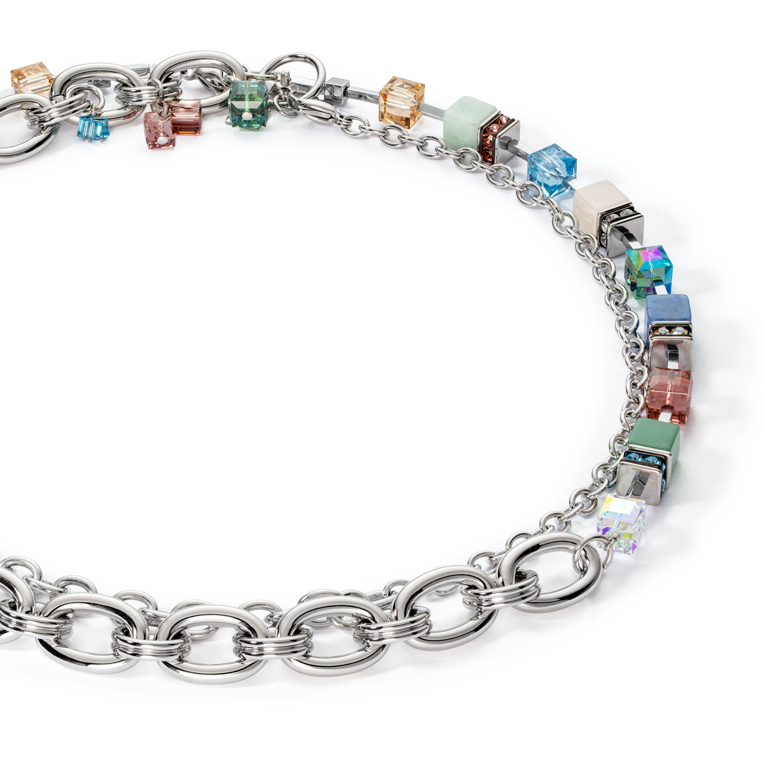 Collier GeoCUBE® Statement Precious Chunky Chain Multiwear 35 multicolore