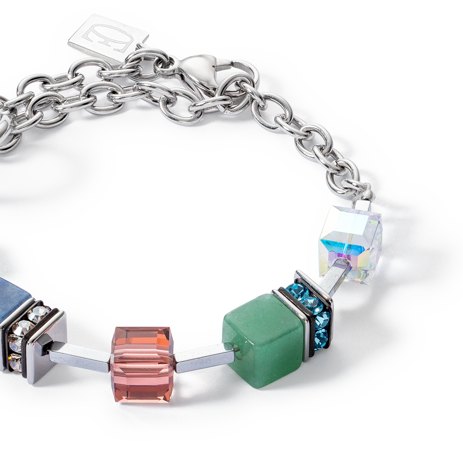 Bracelet GeoCUBE® Statement Precious Chunky Chain Multiwear 35 multicolore