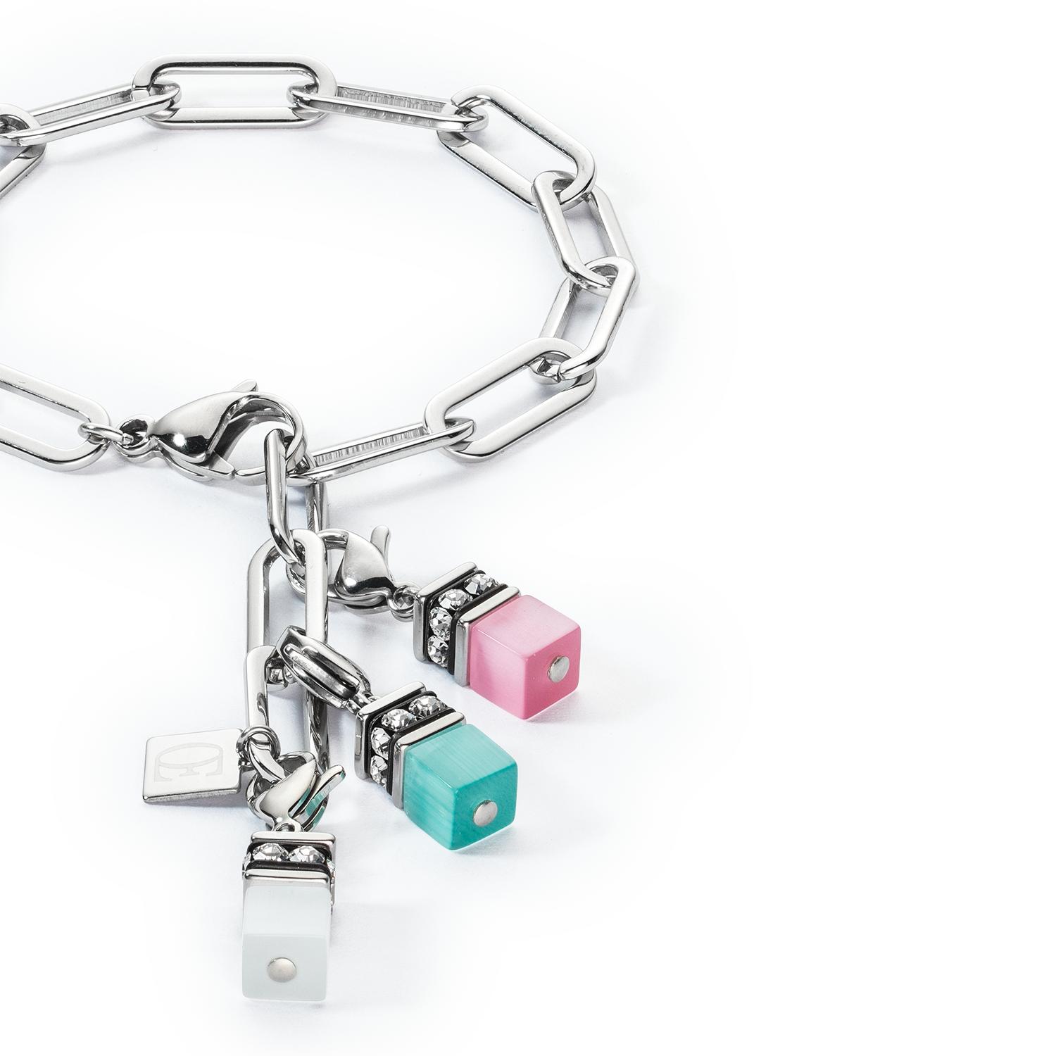 Bracelet Happy Iconic Cube Charms argent pastel