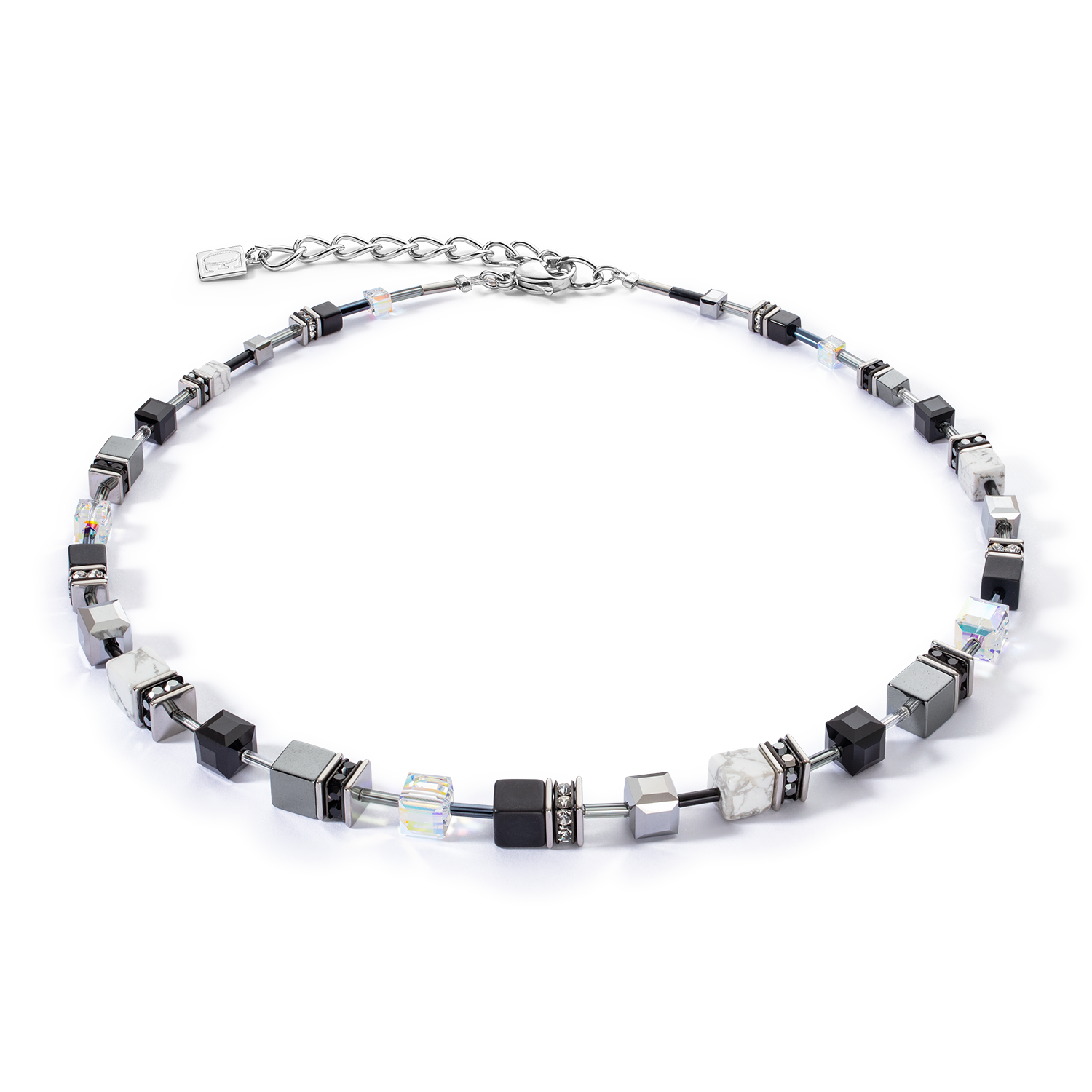 Collier GeoCUBE® Iconic Precious 47,5 cm noir-blanc