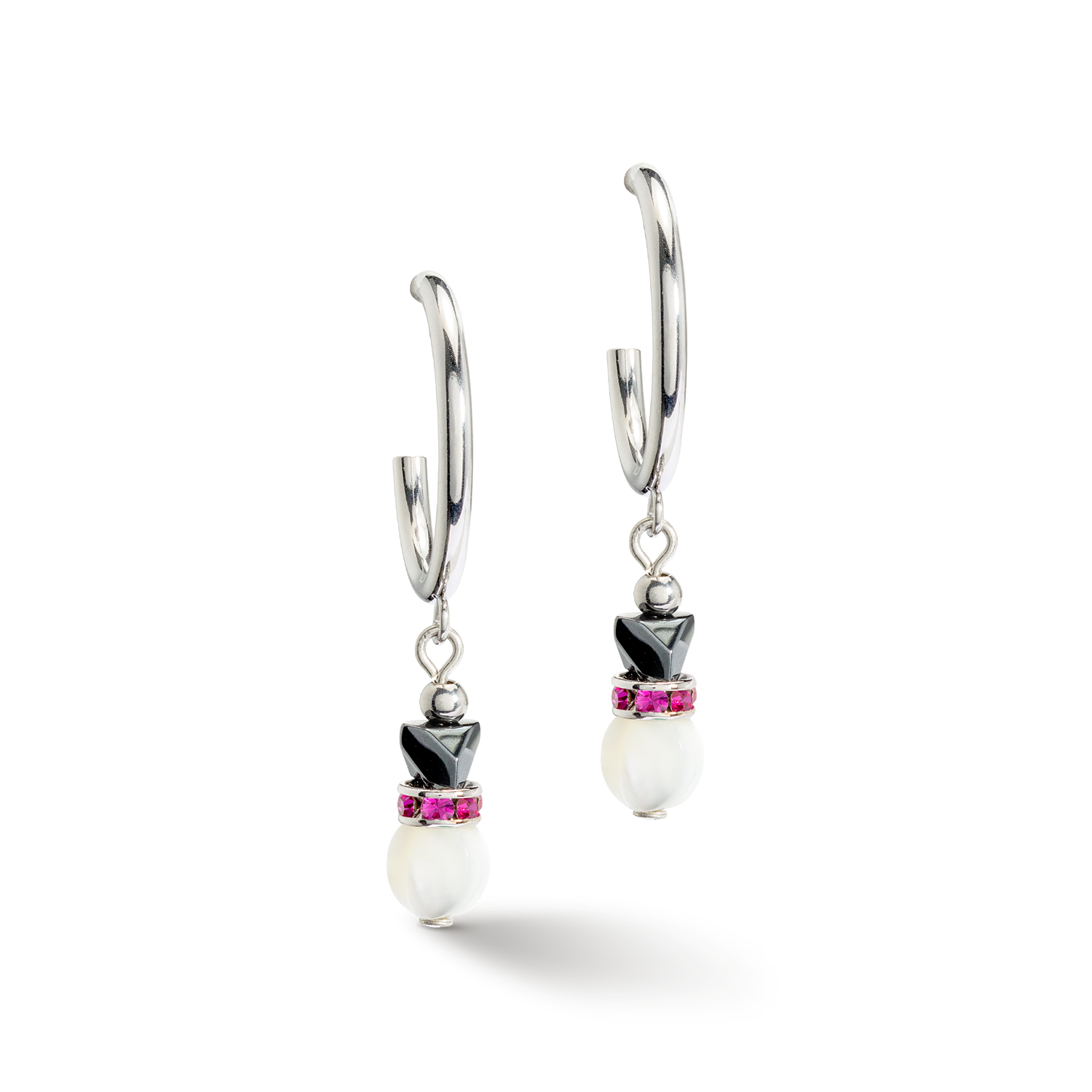 Boucles d'oreille Créoles Brilliant Square interchangeable Pendant Precious rose