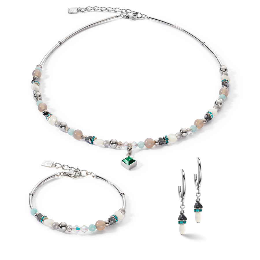 Bracelet Brilliant Square interchangeable Pendant Precious vert foncé