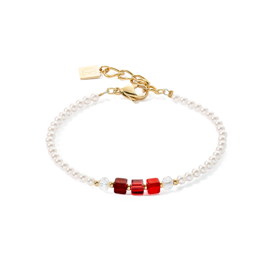 Bracelet Princess Pearls & Cubes or-rouge