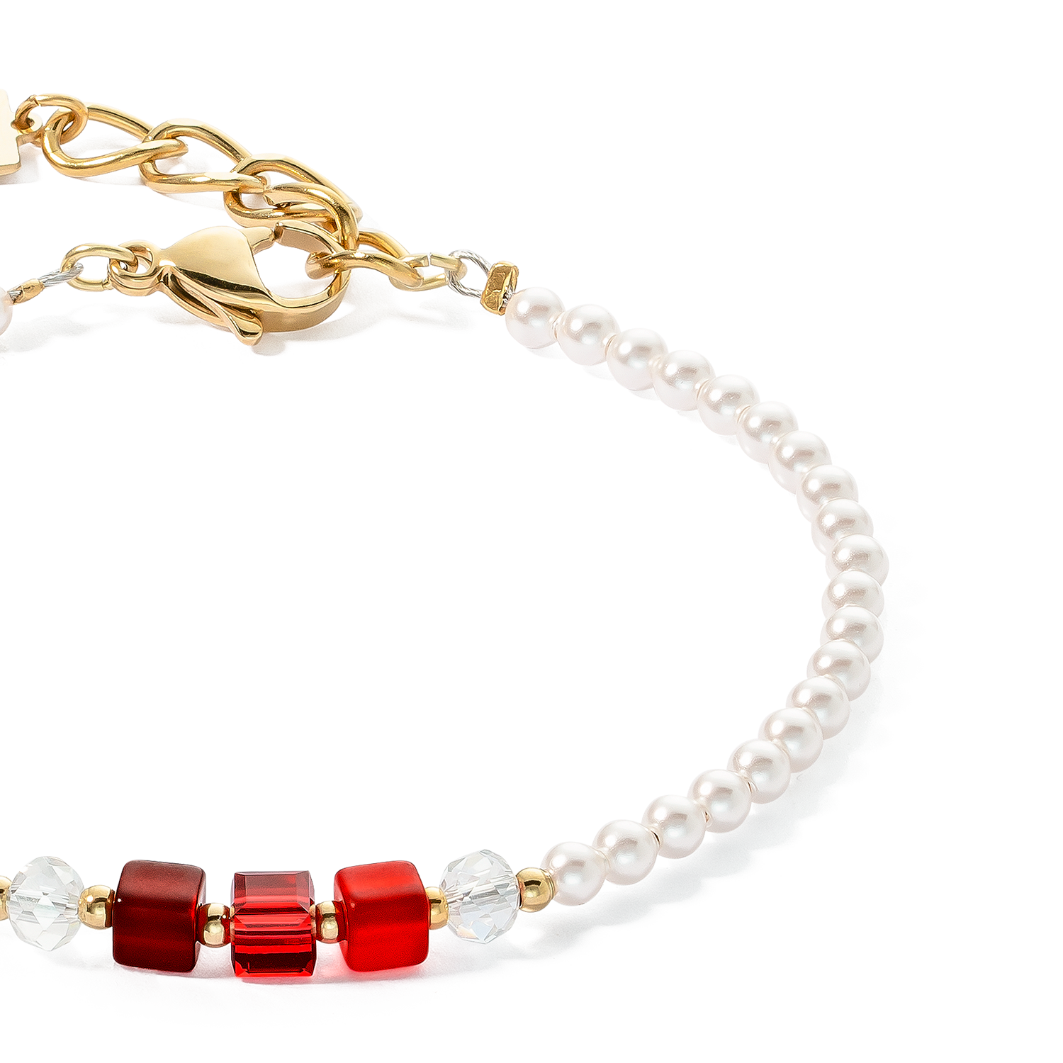 Bracelet Princess Pearls & Cubes or-rouge