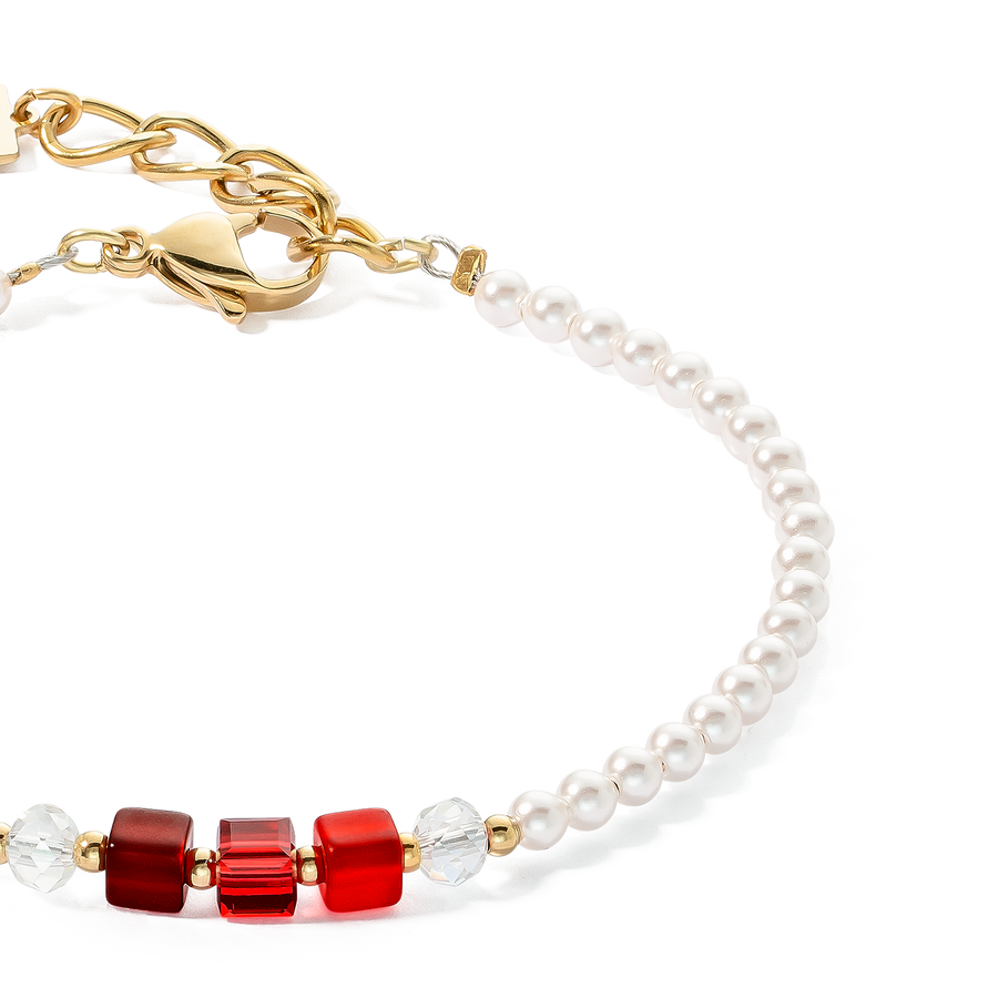 Bracelet Princess Pearls & Cubes or-rouge