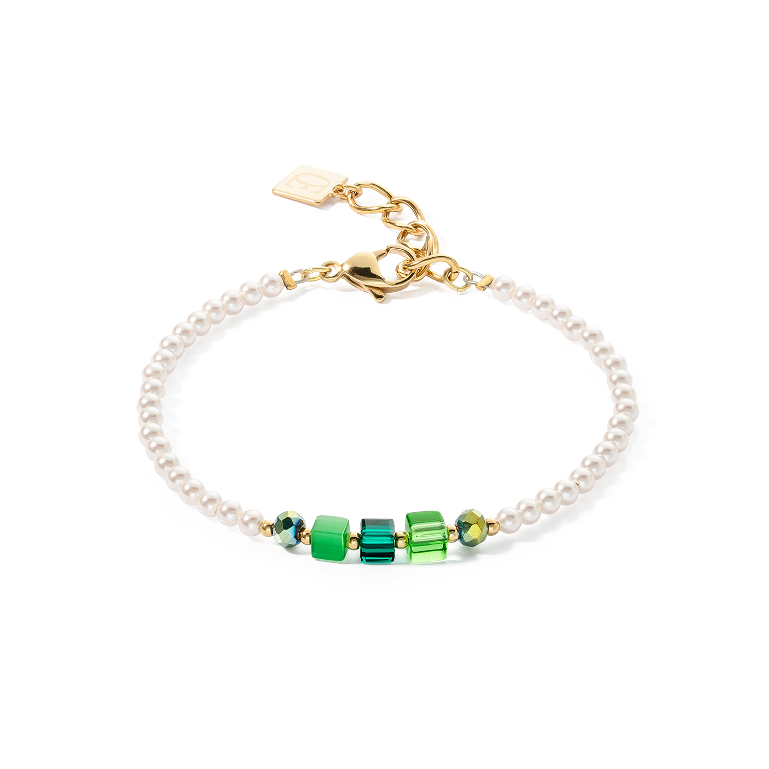 Bracelet Princess Pearls & Cubes or-vert