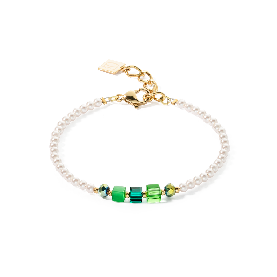 Bracelet Princess Pearls & Cubes or-vert