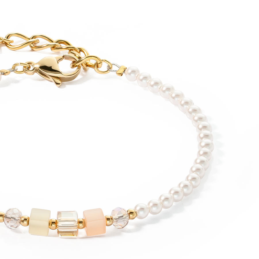 Bracelet Princess Pearls & Cubes or-beige