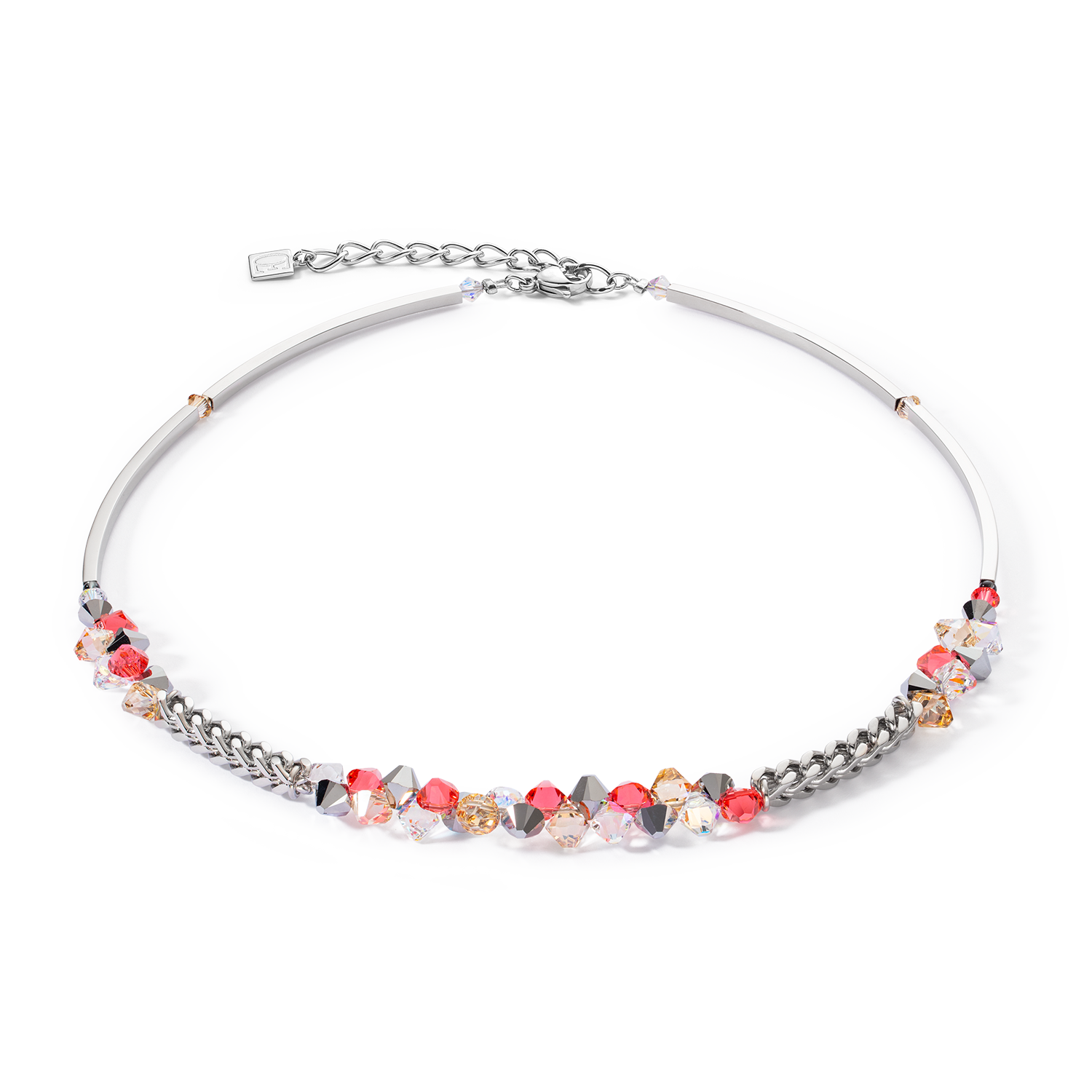 Collier Dancing Crystals & Chunky Chain rouge