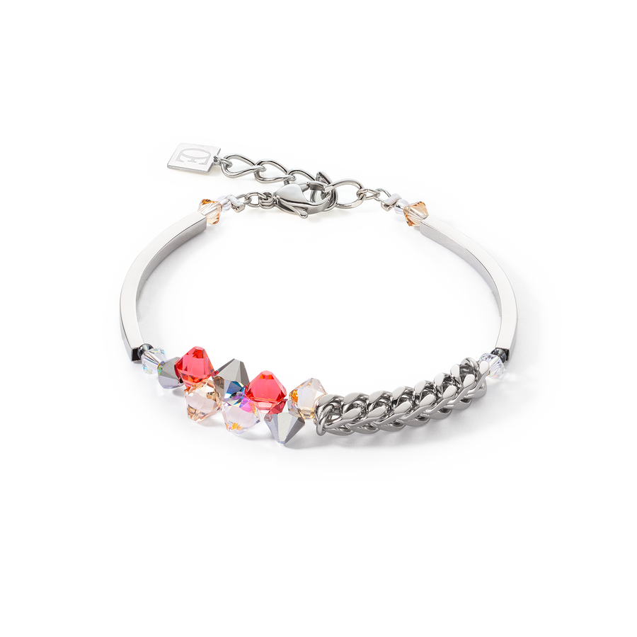 Bracelet Dancing Crystals & Chunky Chain rouge