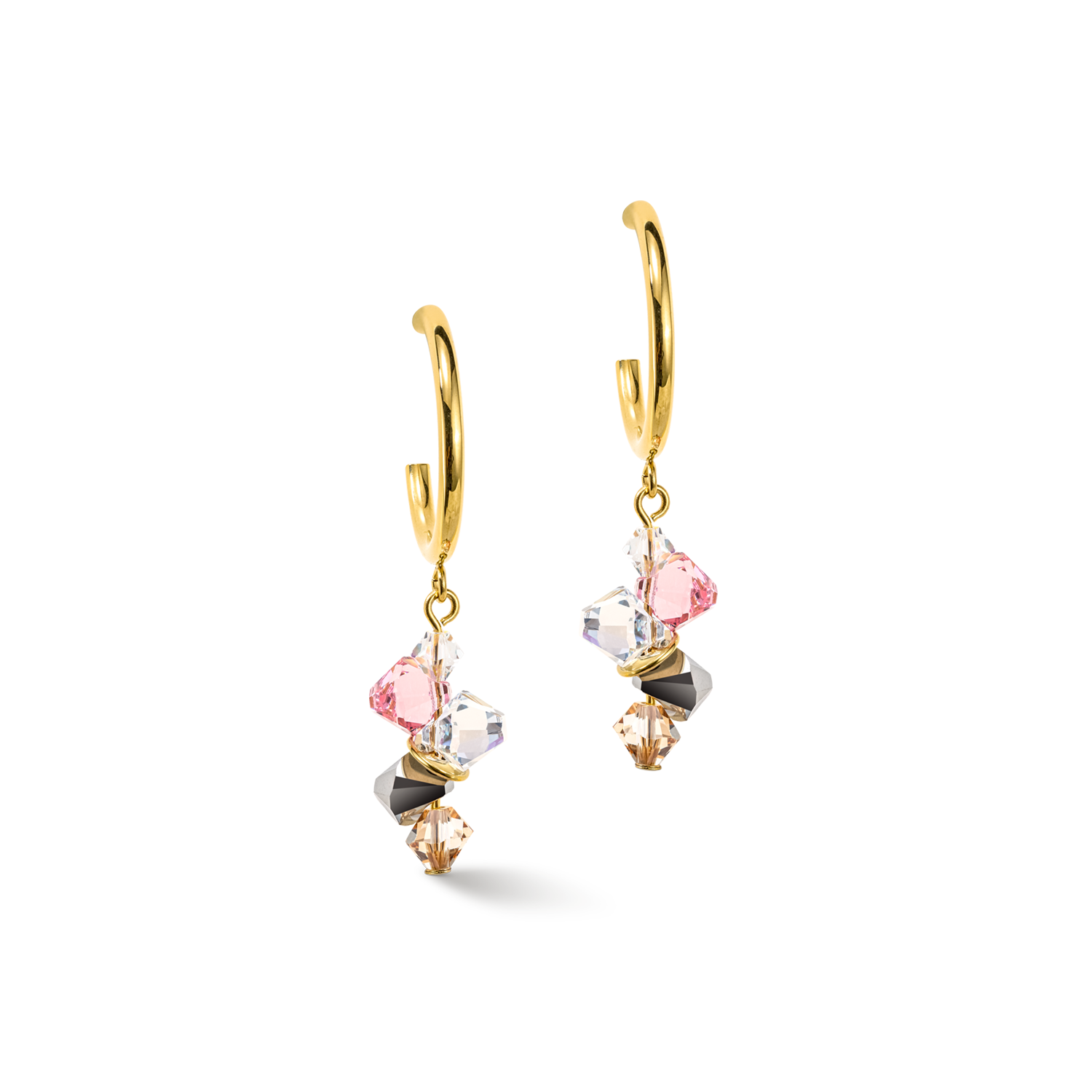 Boucles d'oreille Dancing Crystals or rose clair