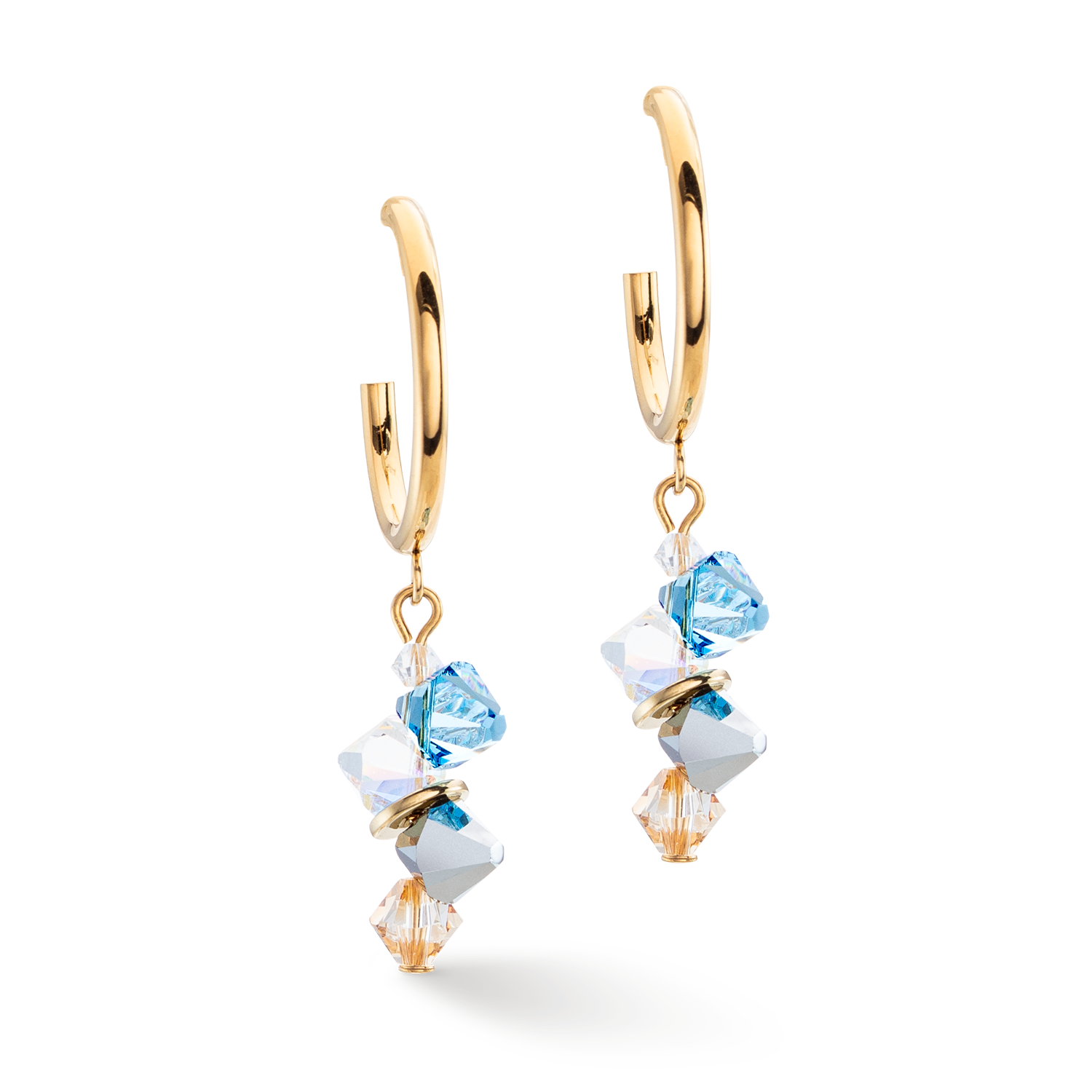 Boucles d'oreille Dancing Crystals or aqua