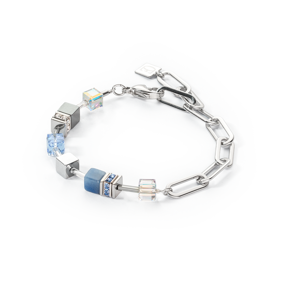 Bracelet GeoCUBE® Fusion Chain argent bleu
