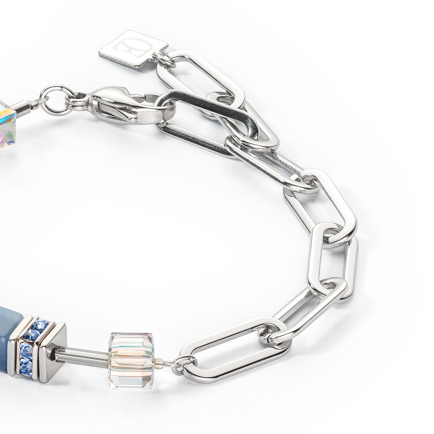 Bracelet GeoCUBE® Fusion Chain argent bleu