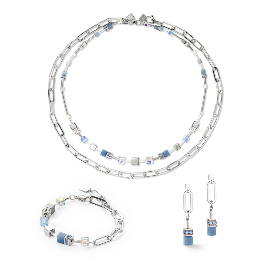 Bracelet GeoCUBE® Fusion Chain argent bleu