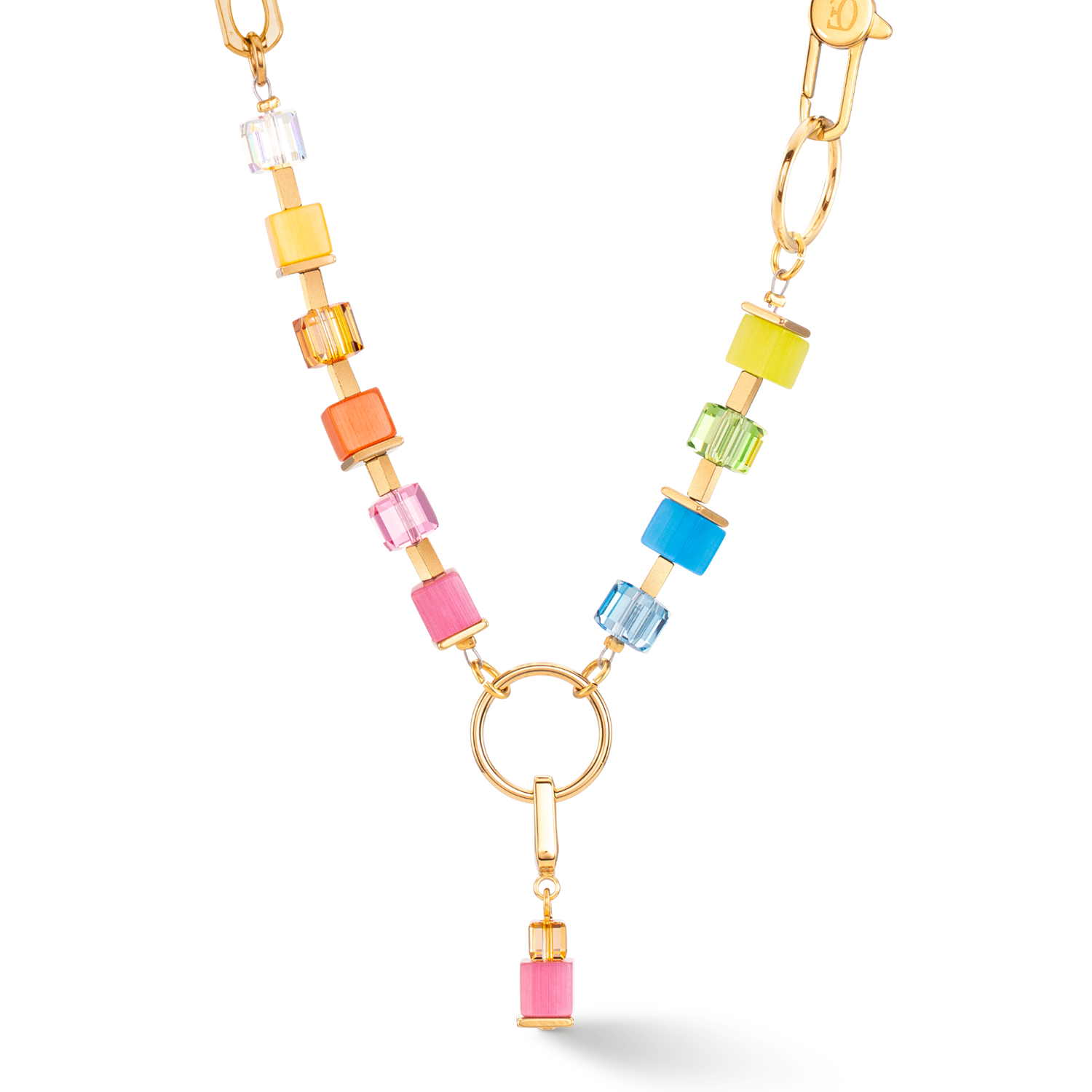 Collier Cube Fusion Charm or-rainbow