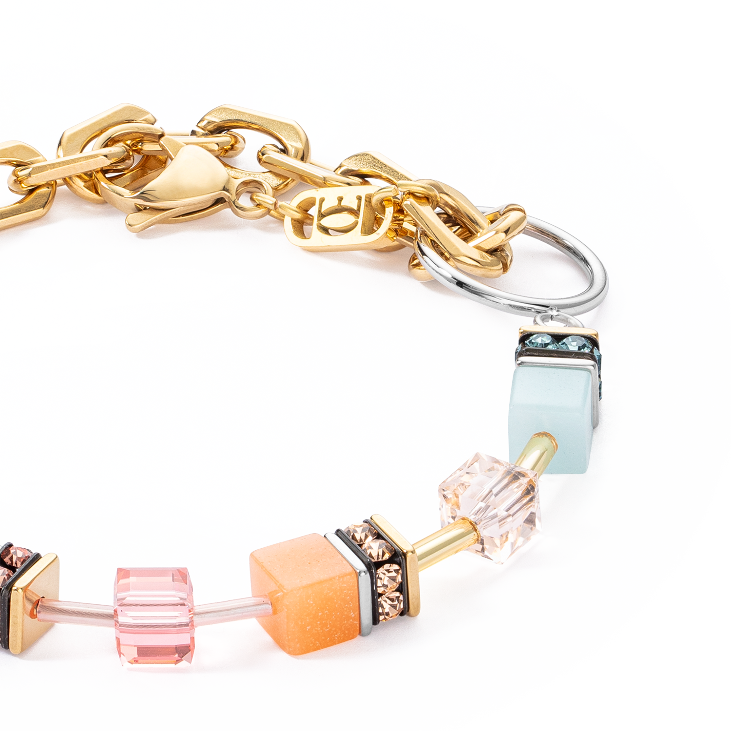 bracelet GeoCUBE® Iconic Fusion Chain aqua-apricot