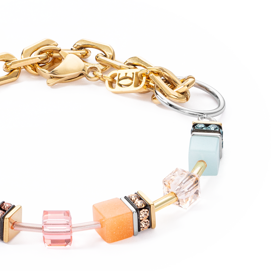 bracelet GeoCUBE® Iconic Fusion Chain aqua-apricot