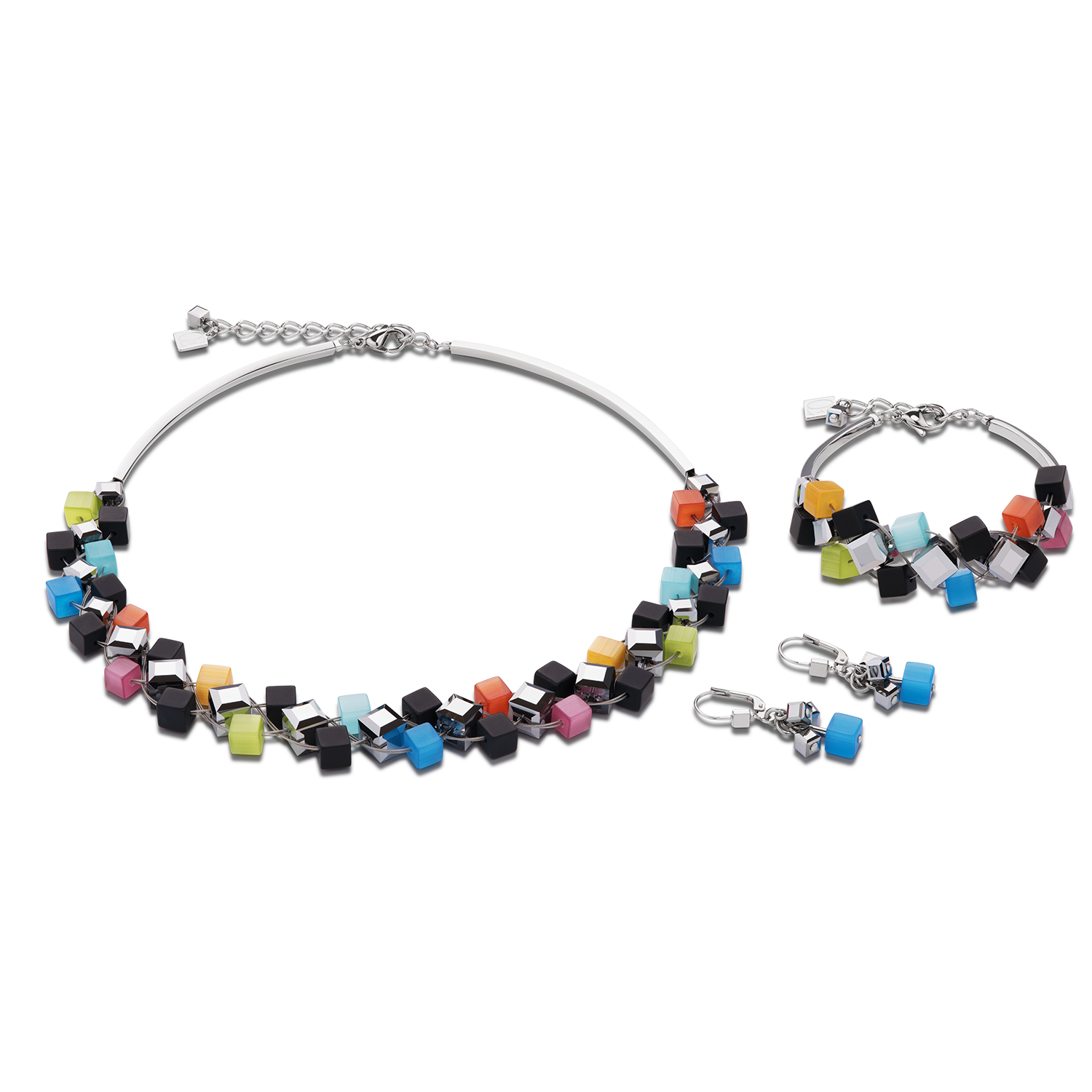 Bracelet cristaux & onyx multicolore noir