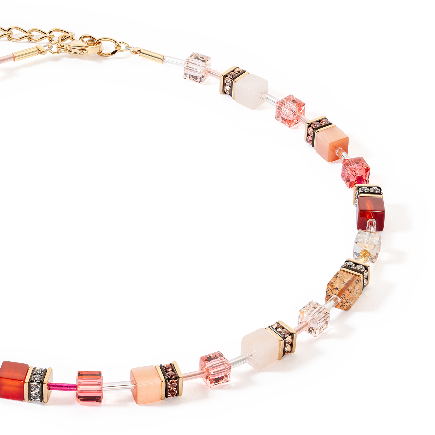 Collier GeoCUBE® Iconic Precious rouge-beige