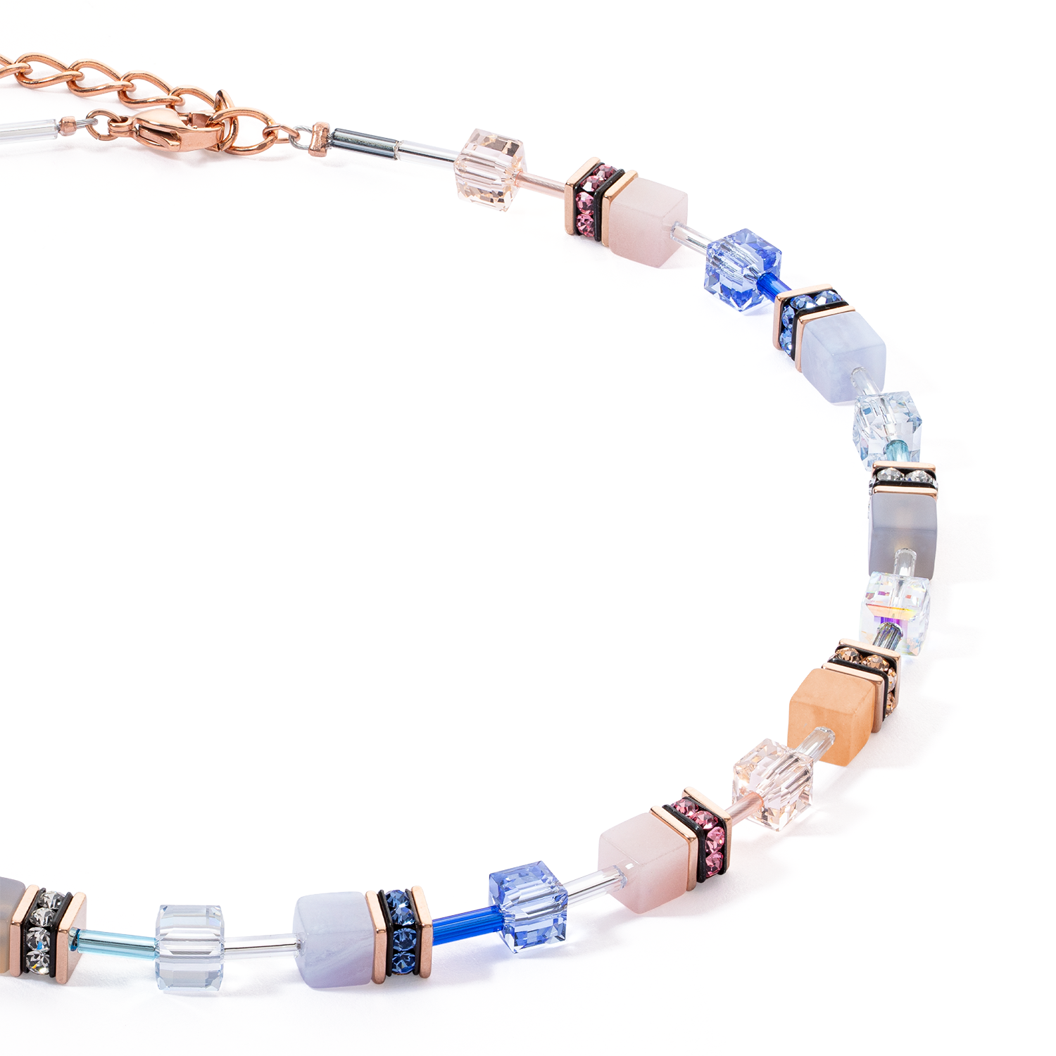 Collier GeoCUBE® Iconic Precious bleu clair-beige