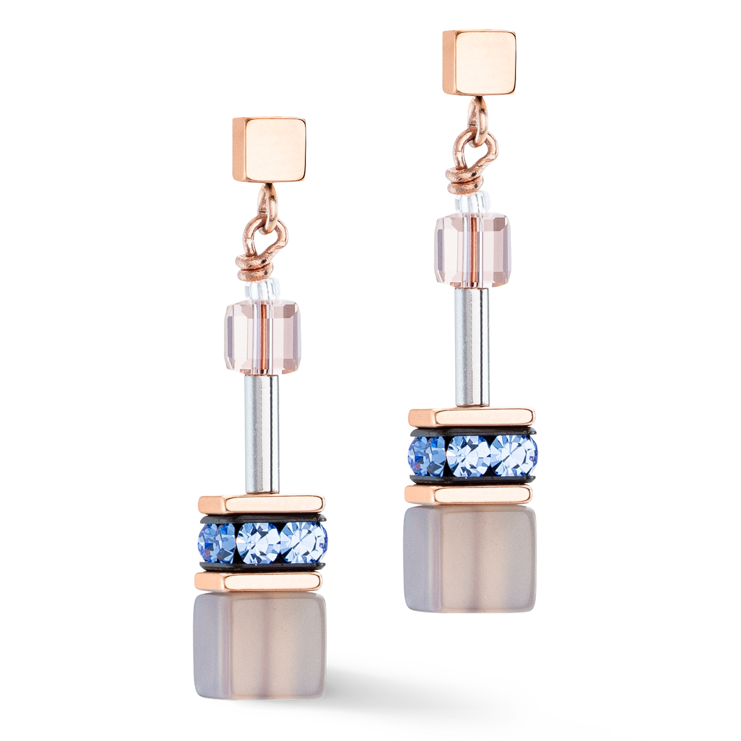 Boucles d'oreilles GeoCUBE® Iconic Precious bleu clair-beige