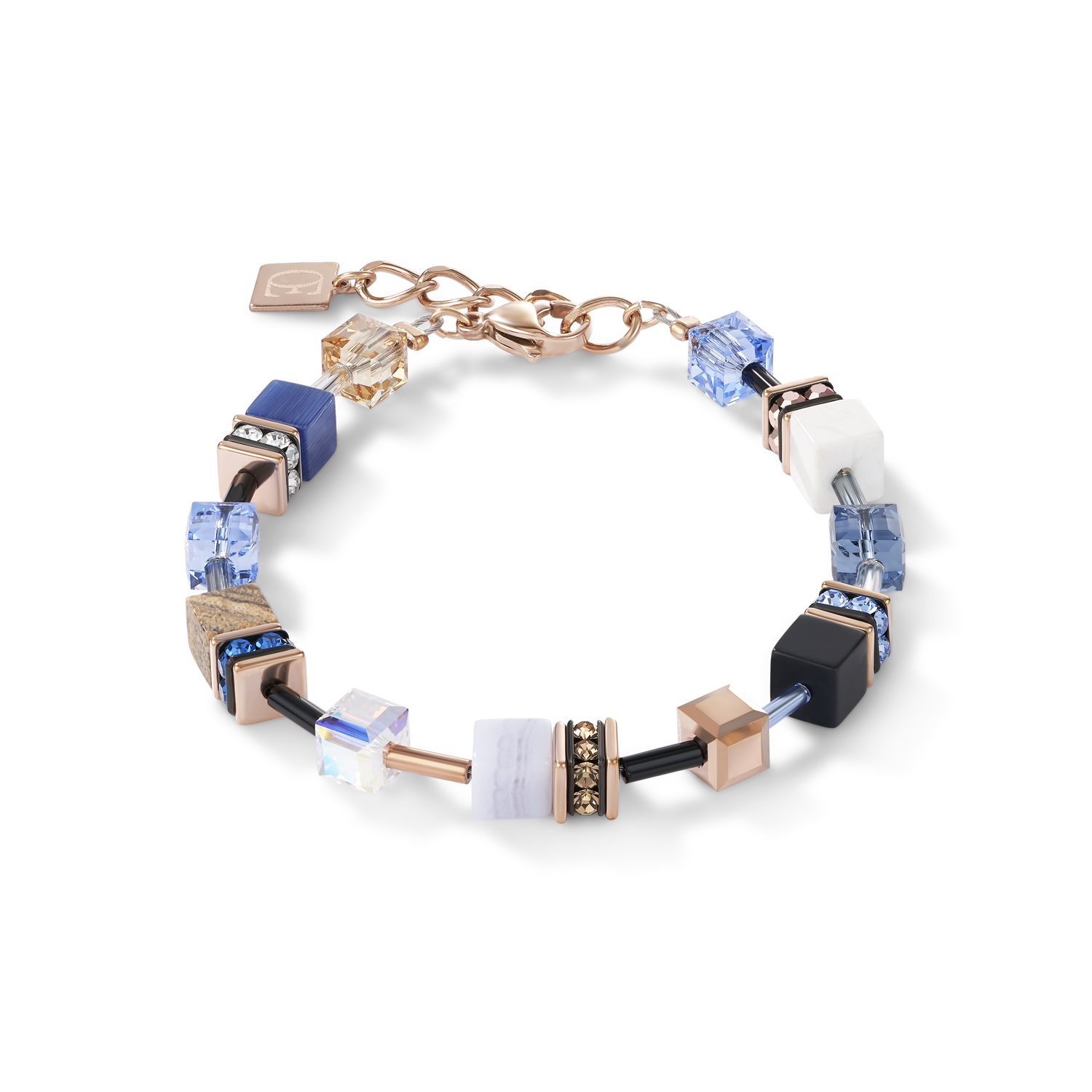 Bracelet GeoCUBE® Swarovski® Crystals & Gemstones blue-beige