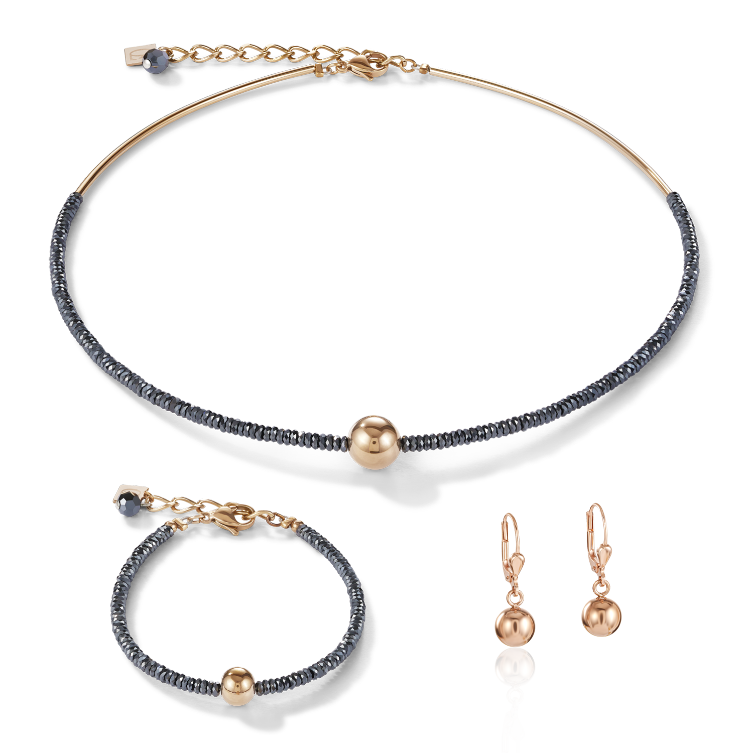 Bracelet haematite & stainless steel rose gold