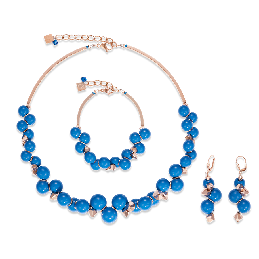 GeoCUBE® Bracelet acrylic glass blue & Swarovski® Crystals rose gold