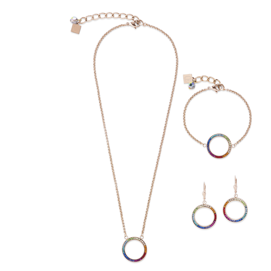 Bracelet Ring Crystals pavé & stainless steel rose gold & multicolour