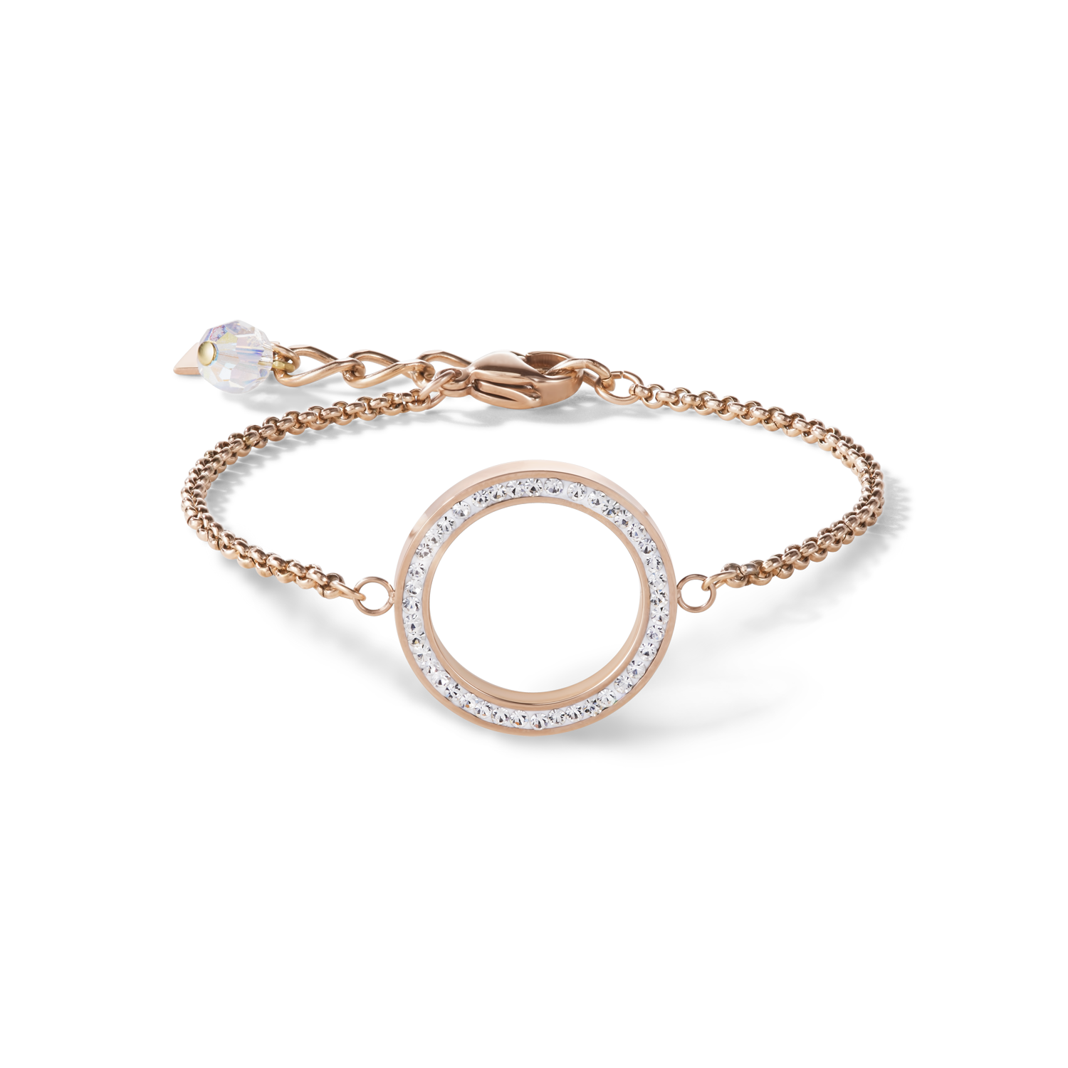 Bracelet Ring Crystals pavé & stainless steel rose gold & crystal