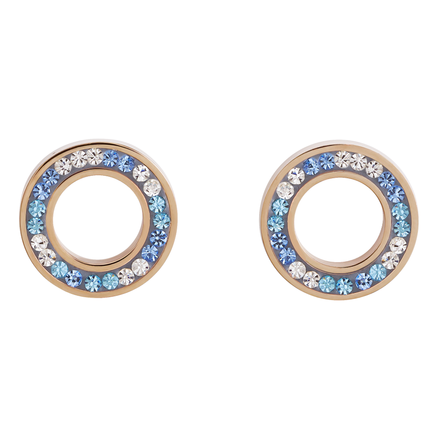 Boucles d'oreille Anneau Cristaux pavé rosé  small & acier inoxydable or rose & argent