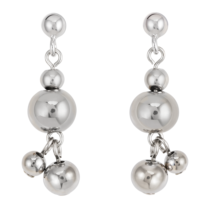 Boucles d'oreille boules en acier inoxydable argent