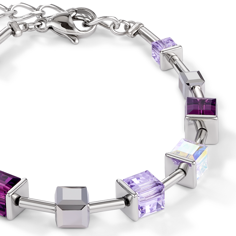 Bracelet GeoCUBE® Cristaux Swarovski® & acier inoxydable améthyste