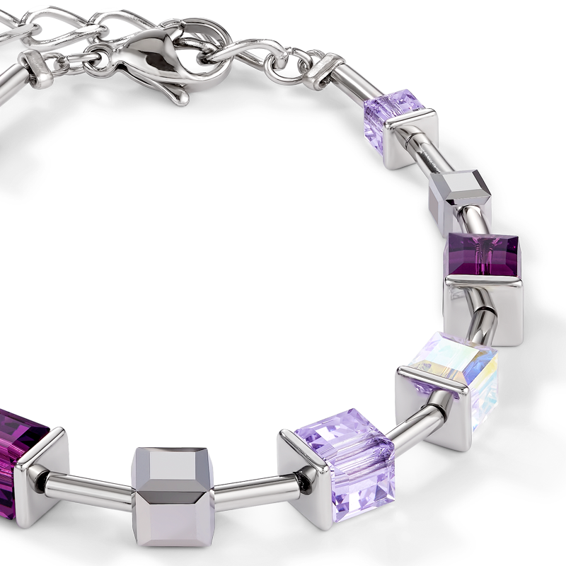 Bracelet GeoCUBE® Swarovski® Crystals & stainless steel amethyst