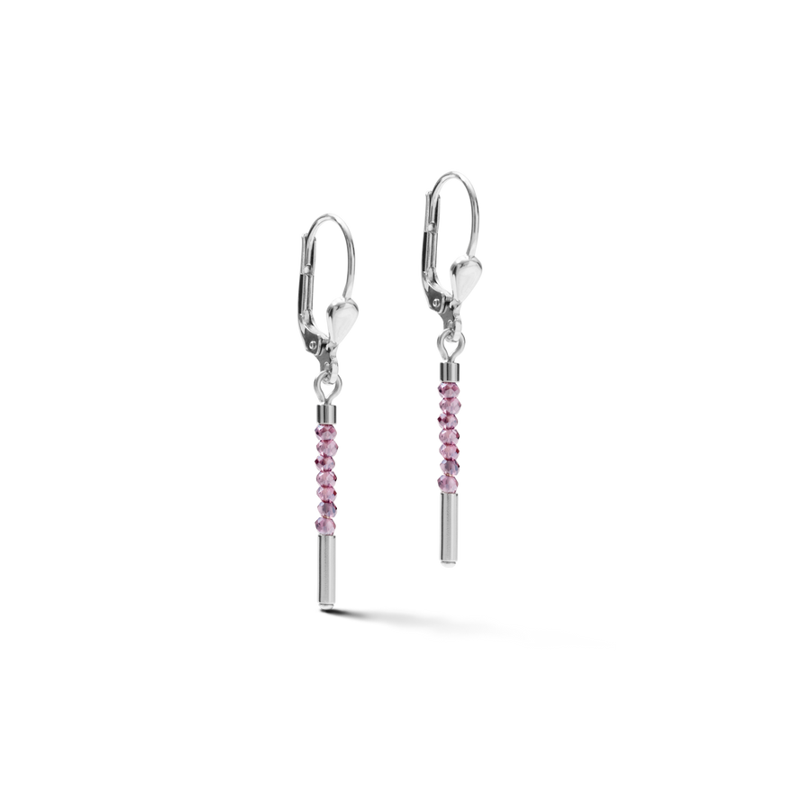 Boucles d'oreille Cascade small acier inoxydable & verre lilas