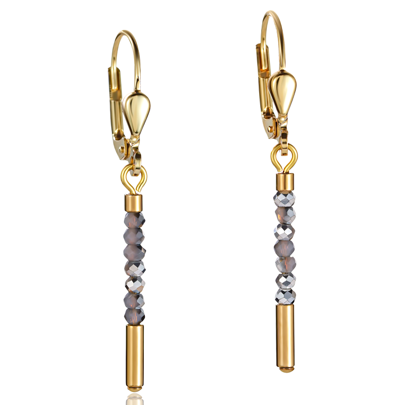 Boucles d'oreille Cascade small acier inoxydable or & verre argent