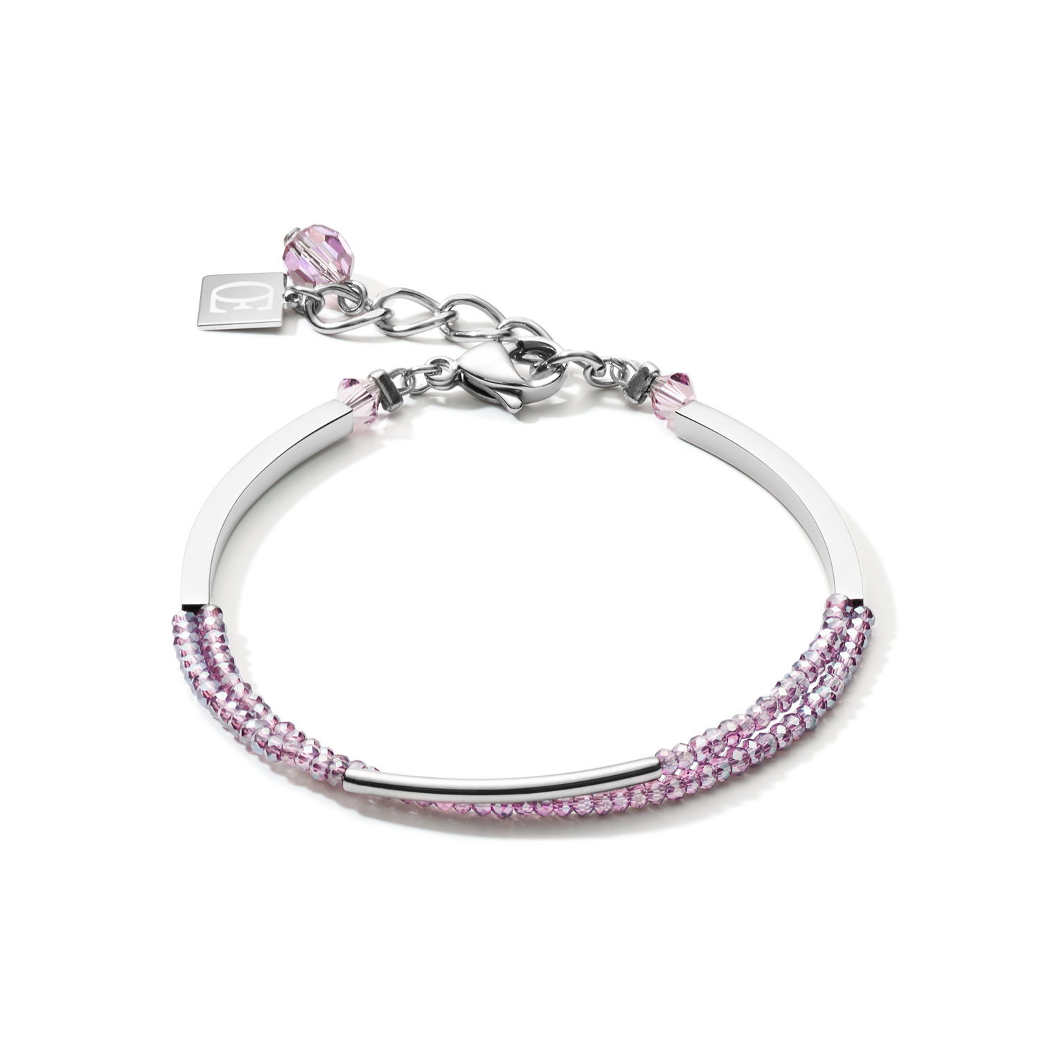 Bracelet Cascade small acier inoxydable & verre lilas