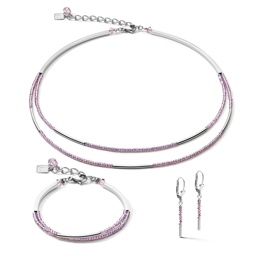 Bracelet Cascade small acier inoxydable & verre lilas