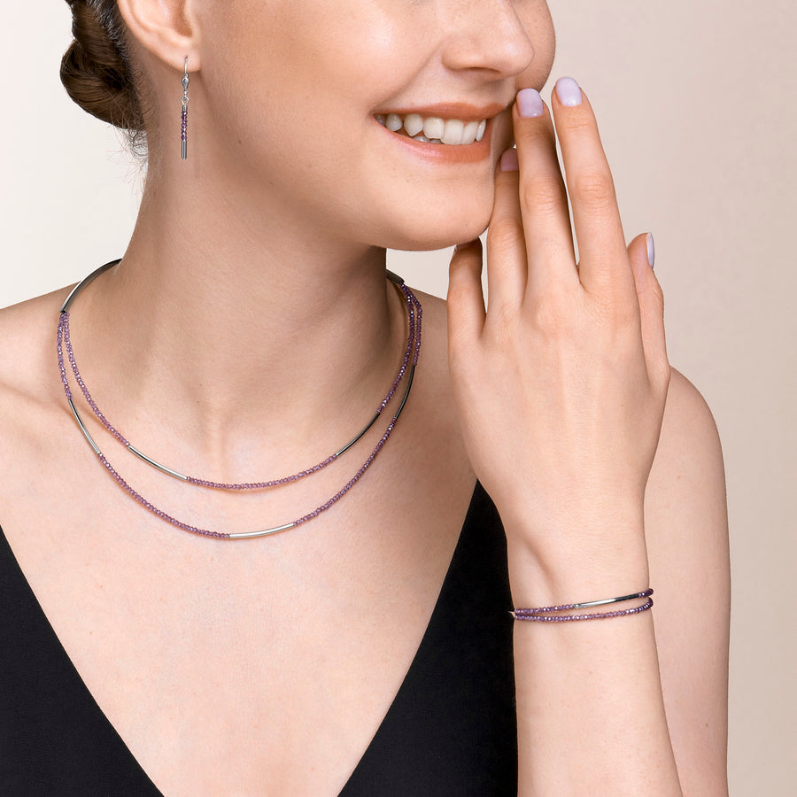 Bracelet Cascade small acier inoxydable & verre lilas