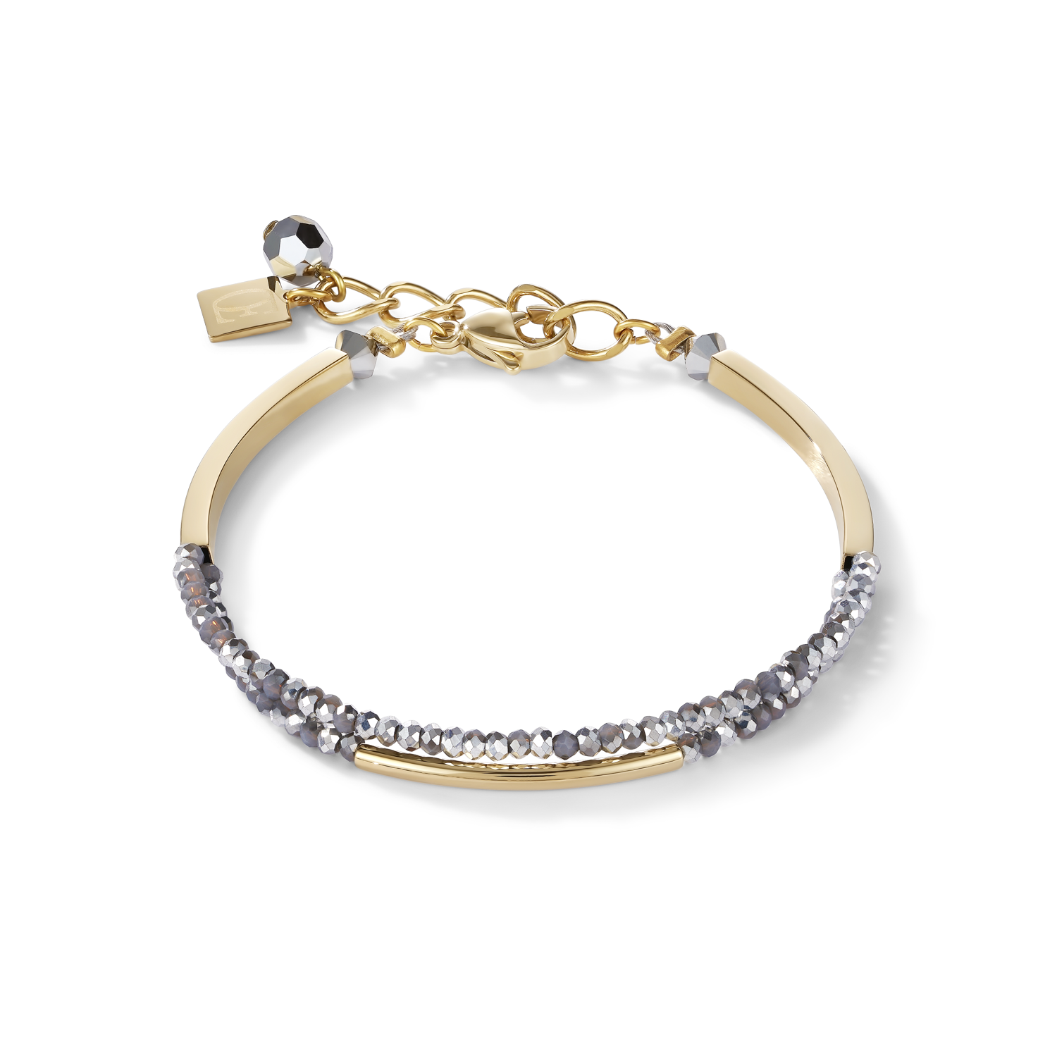 Bracelet Waterfall small stainless steel gold & glass silver