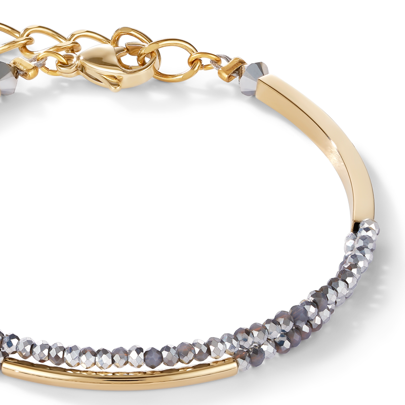 Bracelet Cascade small acier inoxydable or & verre argent