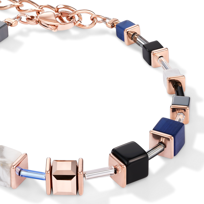 Bracelet GeoCUBE® bleu-or rose