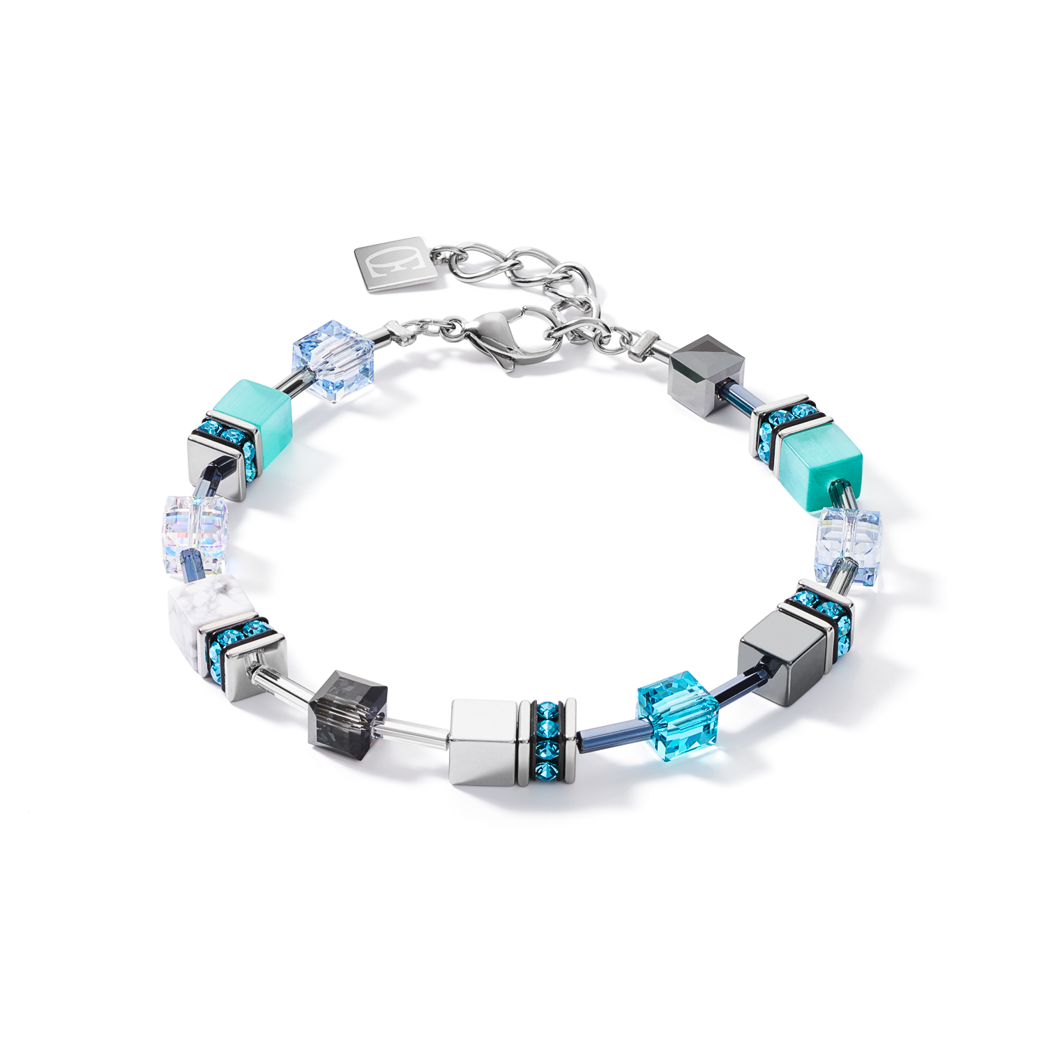 Bracelet GeoCUBE® medium aqua-white