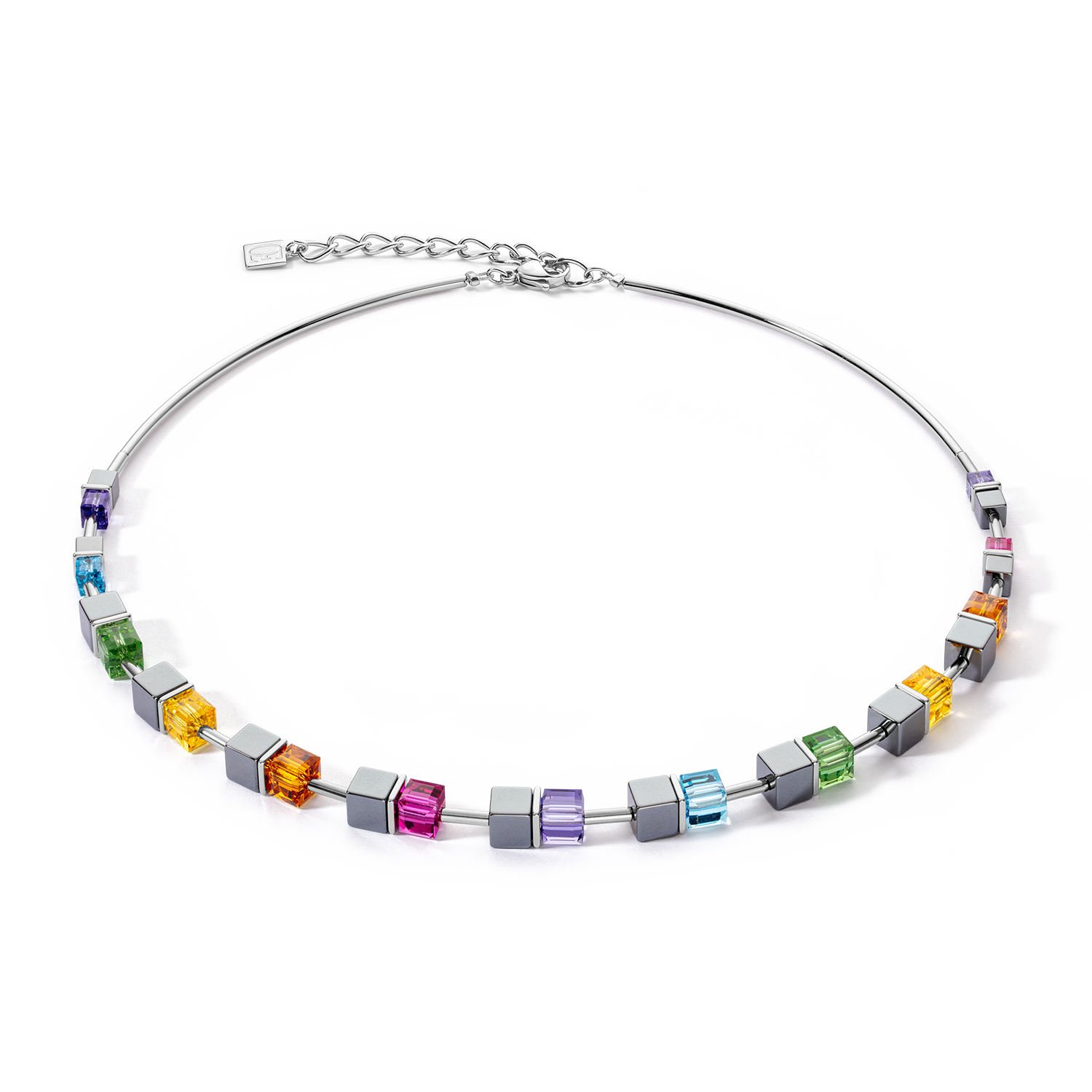 Collier Cube Story Colour Couple hématite rainbow