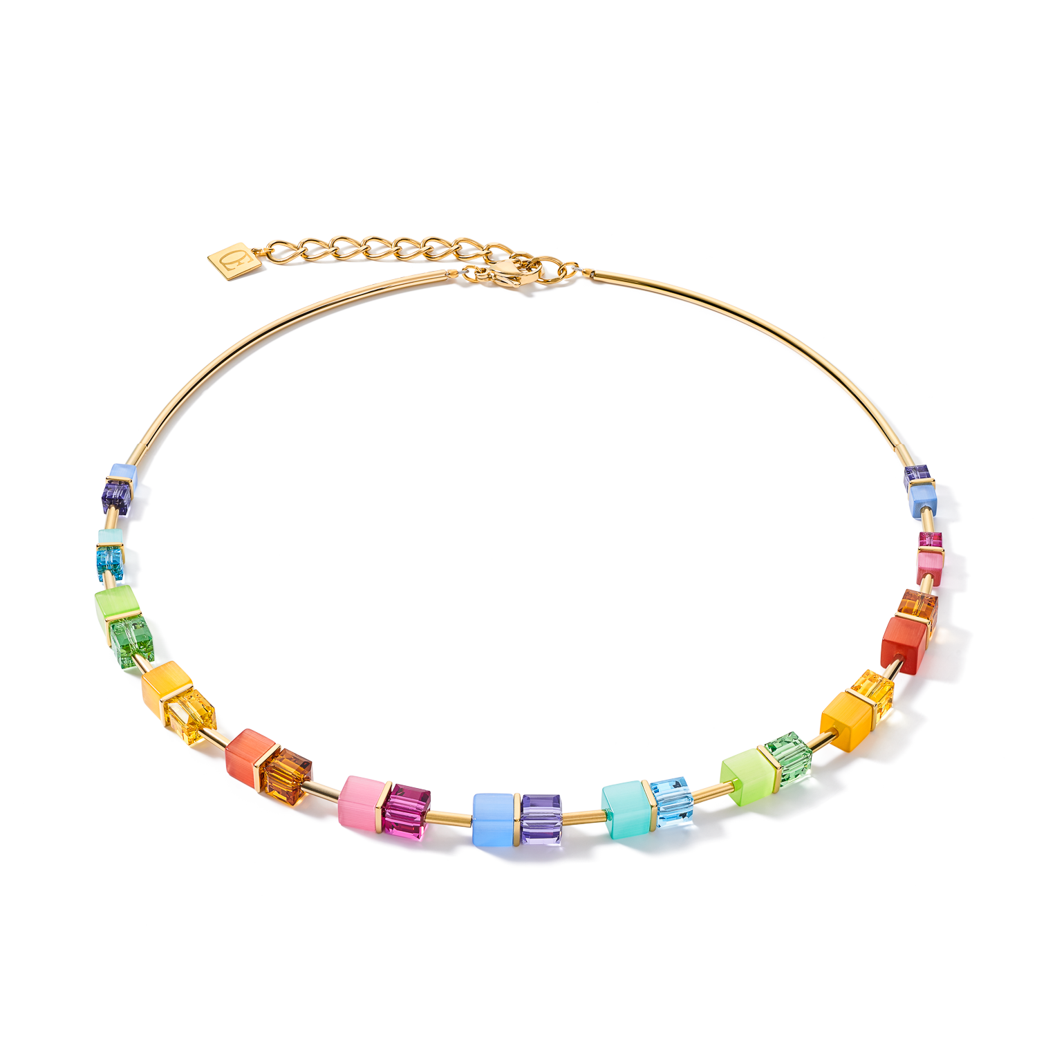 Collier GeoCUBE® colour couple multicolore rainbow-or