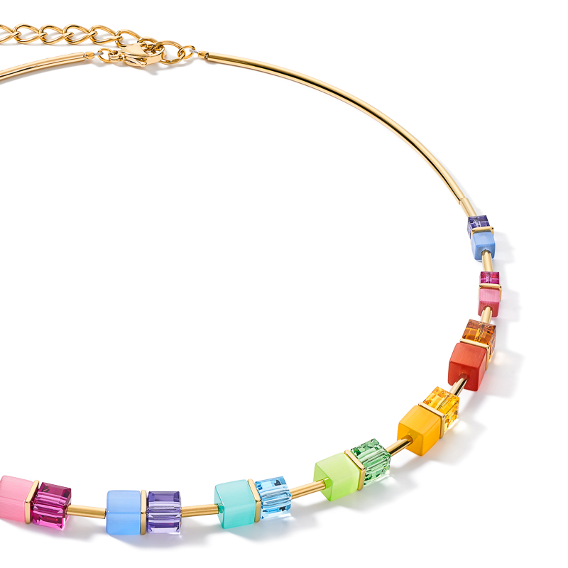 Collier GeoCUBE® colour couple multicolore rainbow-or